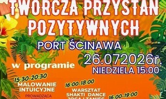 kolorowy obrazek z napisem twórcza przystań pozytywnych