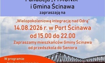 plakat niebieski z mostem informujący o wydarzeniu w porcie