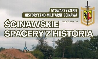 w tle łąka i napis ścinawskie spacery z historią
