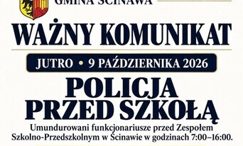 plakat z ciemnym napisem i herbem