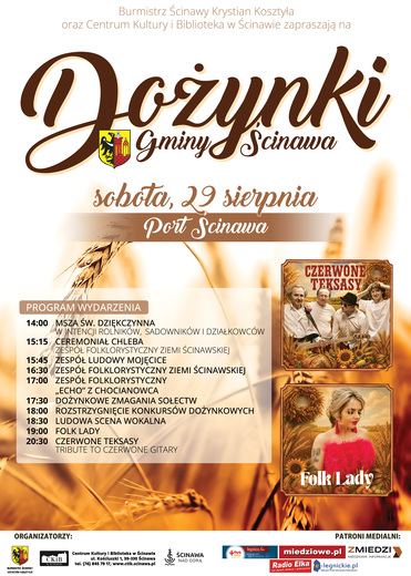 plakat z napisem dozynki gminy ścinawa 2026