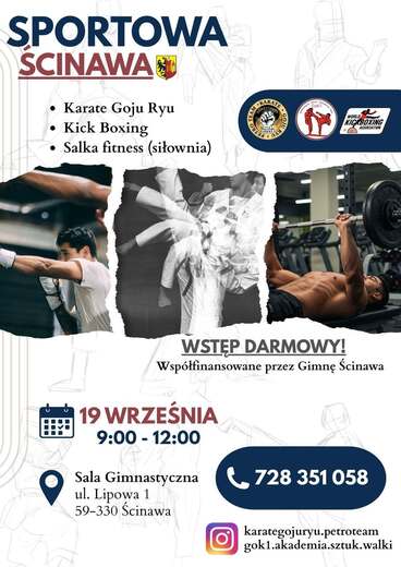 plakat informujący o zajęciach sportowych