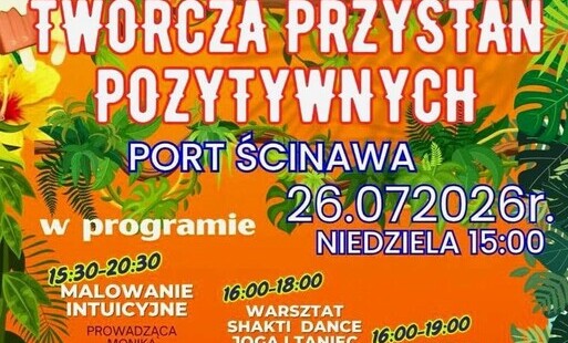 kolorowy obrazek z napisem twórcza przystań pozytywnych