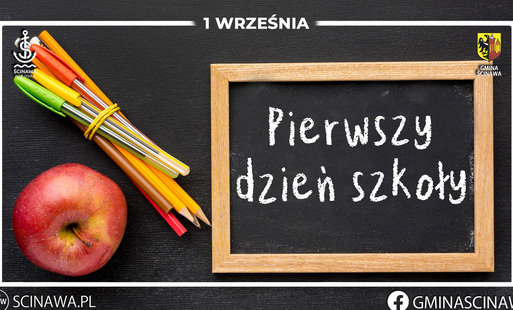 ciemna grafika z napisem pierwszy dzień szkoły