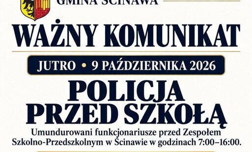 plakat z ciemnym napisem i herbem