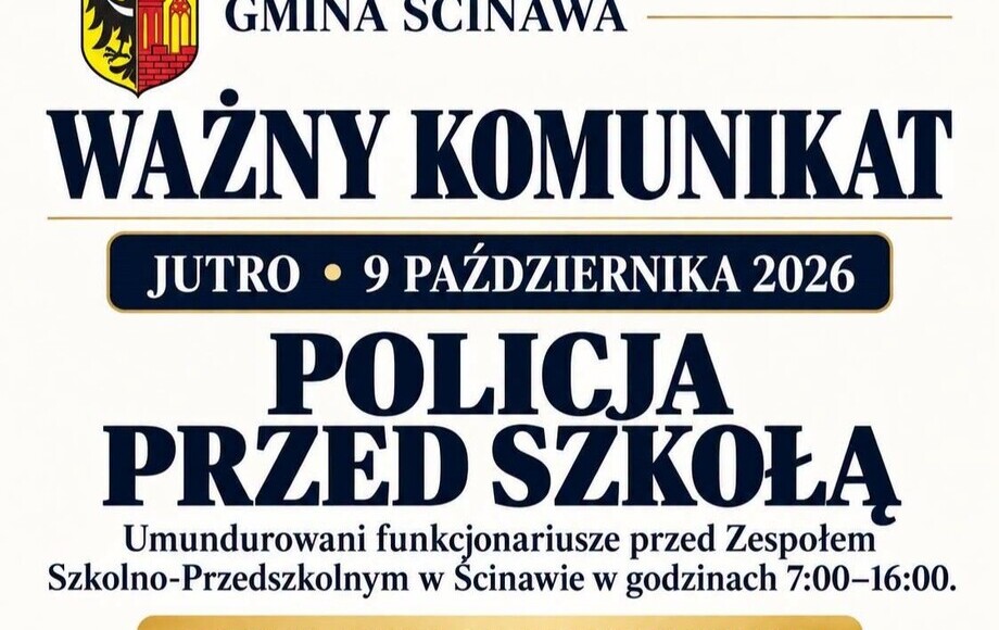 Obecność policjantów przed szkołą w Ścinawie