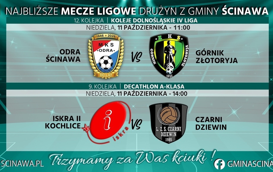 Mecze Odry Ścinawa i Czarnych Dziewin w niedzielę