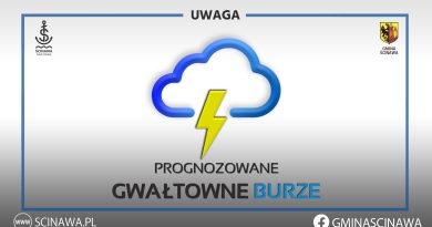 Ostrzeżenie meteorologiczne – możliwe burze z gradem !